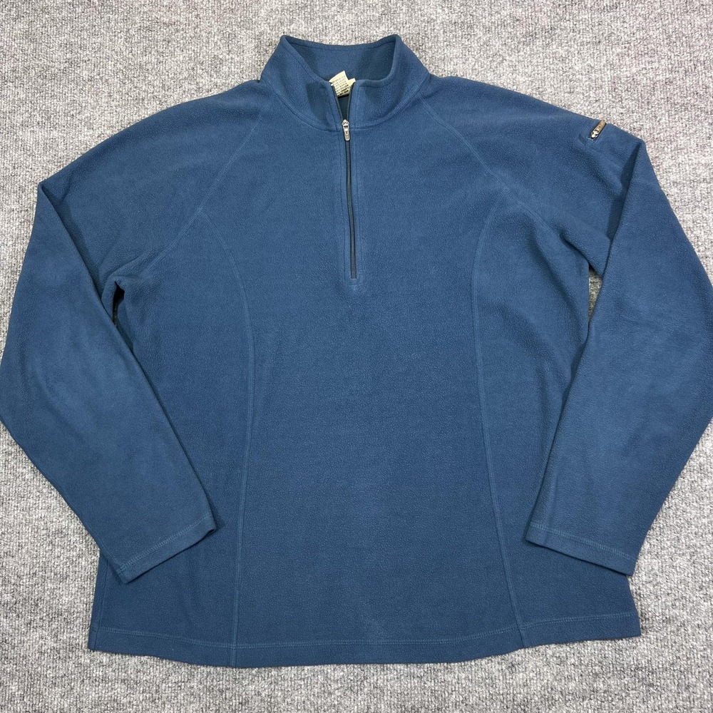 L.L.Bean Pullover Mens Large Blue 1/4 Zip Fleece Thermal Outdoor Hiking Top
